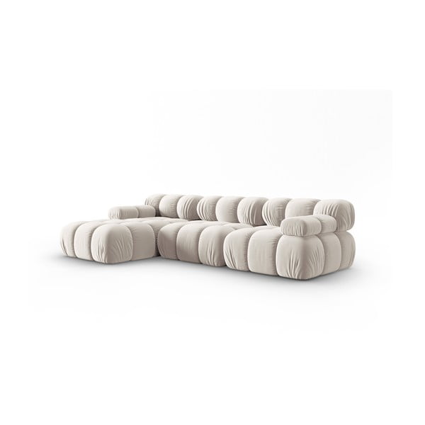 Iš velveto modulinė kampinė sofa smėlio spalvos (su kairiuoju kampu) Bellis – Micadoni -image-3