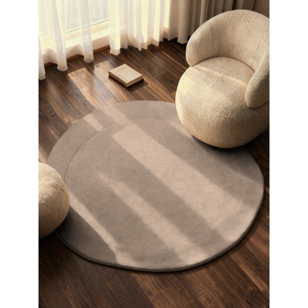Rankų darbo smėlio spalvos apvalios formos kilimas iš vilnos mišinio ø 160 cm Kari Organic – Villeroy&Boch-image-1