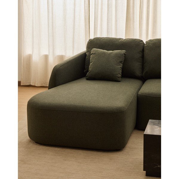 Tamsiai žalios spalvos sulankstoma kampinė sofa iš šenilinio audinio (su kairiuoju kampu/su gultu) Laira – Kave Home-image-4