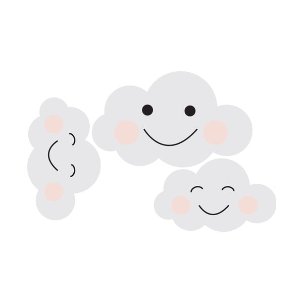3 sieninių lipdukų rinkinys Dekornik Clouds Smile