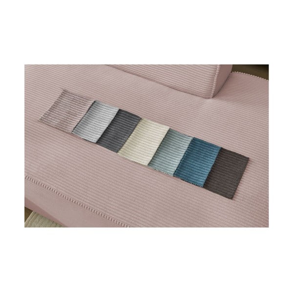 Rožinės spalvos iš kordinio velveto modulinė kampinė sofa (su dešiniuoju kampu/„U“ formos) Megeve – Bobochic Paris-image-4