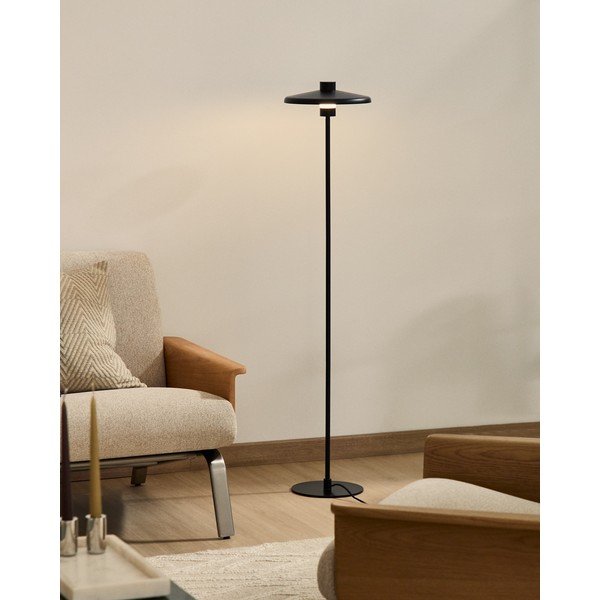 Juodos spalvos pastatomas šviestuvas (aukštis 130 cm) su metaliniu gaubtu Nuvira – Kave Home-image-2