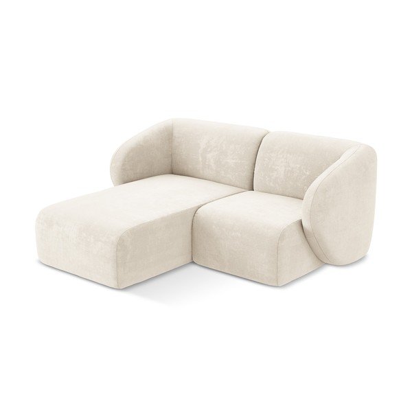 Smėlio spalvos kampinė sofa iš šenilinio audinio (su kairiuoju kampu/su gultu) Lani – Makamii-image-2