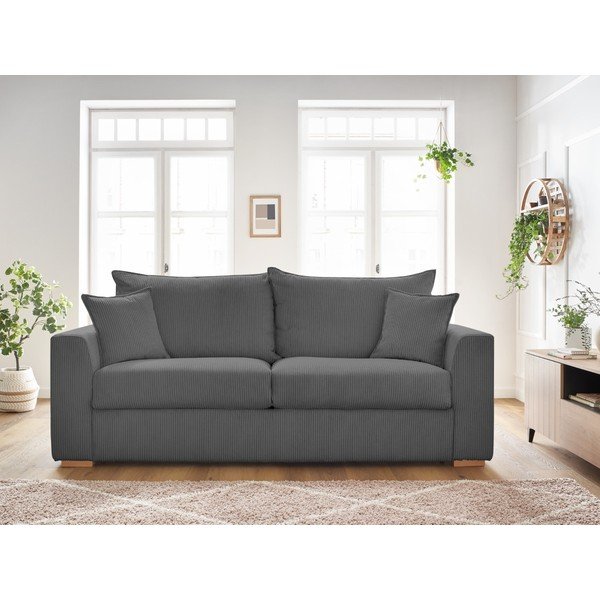 Iš kordinio velveto sulankstoma sofa pilkos spalvos 225 cm Augustin – Bobochic Paris-image-1