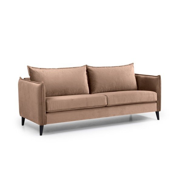 Smėlio spalvos aksominė sofa Scandic Leo, 208 cm-image-2