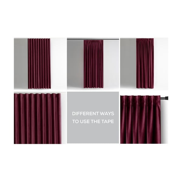 Bordo spalvos iš velveto pritemdymas (dalinis užtemimas) užuolaida 140x270 cm Pleat – Restilo-image-3