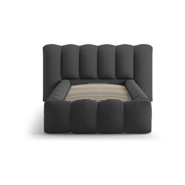 Antracito spalvos viengulė lova audiniu dengta su sandėliavimo vieta su lovos grotelėmis 90x200 cm Lupine – Micadoni -image-3