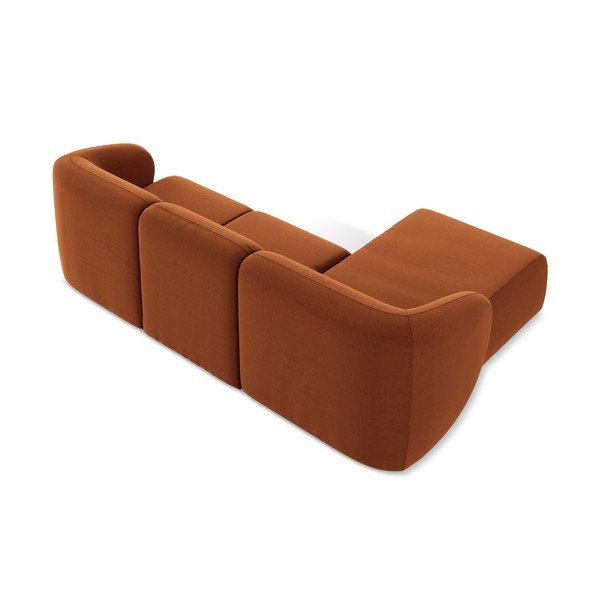 Terakotos spalvos kampinė sofa iš velveto (su kairiuoju kampu/su gultu) Lani – Makamii-image-3