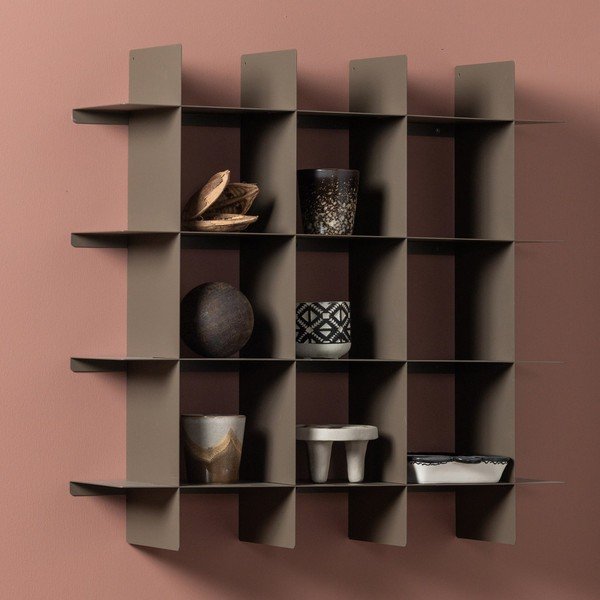Rudos spalvos iš metalo kelių aukštų sieninė lentyna 60 cm Brik – WOOOD-image-1