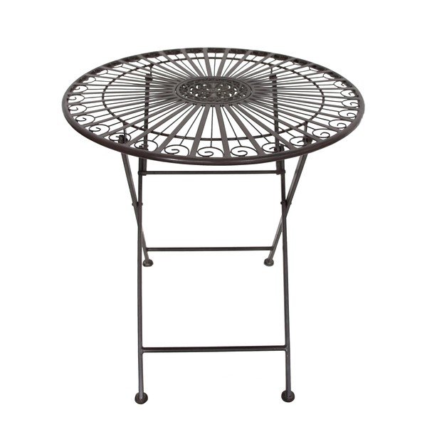 Iš metalo sodo valgomojo komplektas tamsiai rudos spalvos 2 žmonėms – Garden Pleasure-image-4