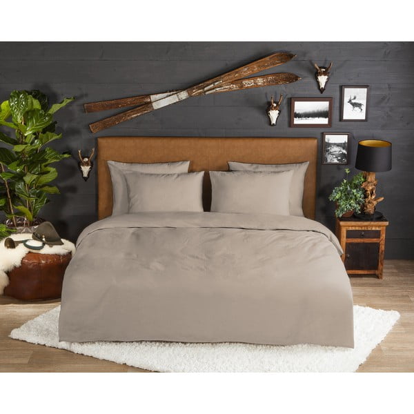 Iš flanelės dvigulė/itin ilga patalynė rudos spalvos 240x220 cm – Good Morning-image-1