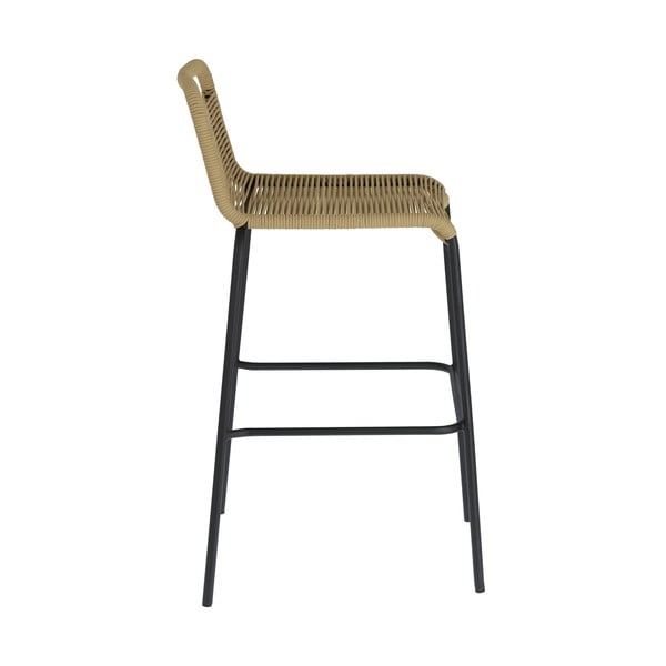 Smėlio spalvos baro kėdė su plienine konstrukcija Kave Home Glenville, aukštis 74 cm