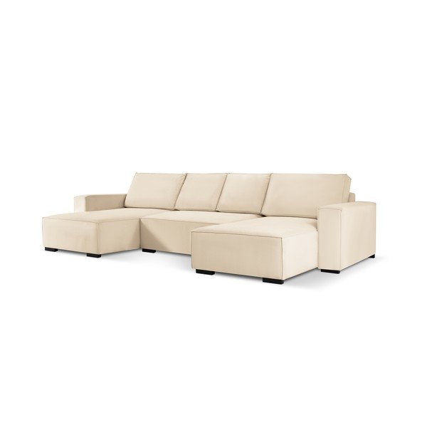 Smėlio spalvos aksominė U formos sofa-lova Mazzini Sofas Azalea-image-2