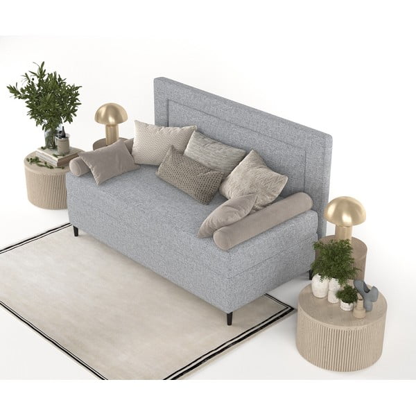 Viengulė lova pilkos spalvos audiniu dengta 100x200 cm Alba – Maison de Rêve-image-3