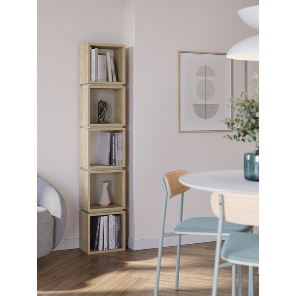 Knygų spinta  žalios spalvos/natūralios spalvos iš ąžuolo 32x167 cm Lofty – Marckeric-image-1