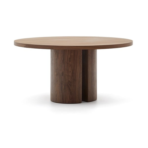 Apvalios formos valgomojo stalas rudos spalvos iš riešutmedžio ø 150 cm Nealy – Kave Home-image-3