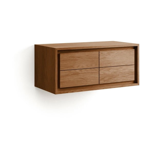 Rudos spalvos iš tikmedžio masyvo pakabinama spintelė po kriaukle 90x40 cm Kenta – Kave Home-image-3