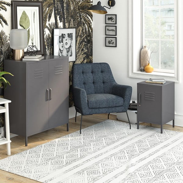 Iš metalo naktinis staliukas pilkos spalvos Bradford – Støraa-image-1