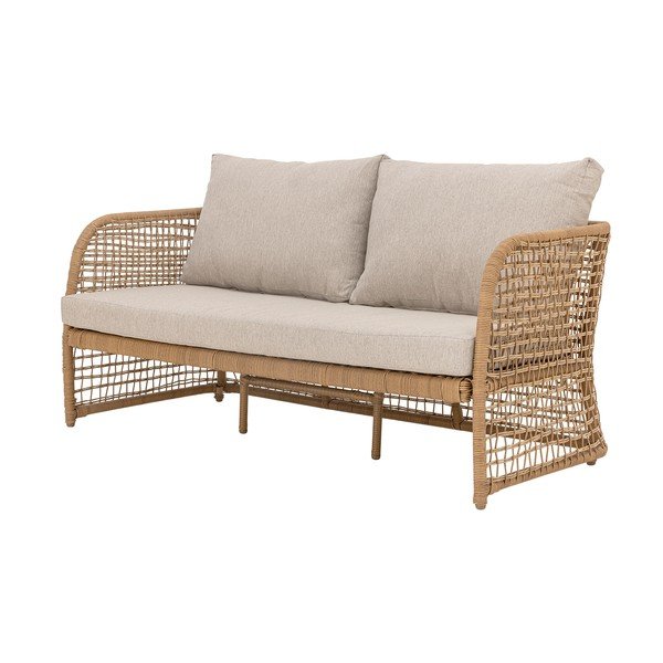 Smėlio spalvos/natūralios spalvos iš dirbtinio rotango sodo sofa Penzano – Bloomingville-image-3