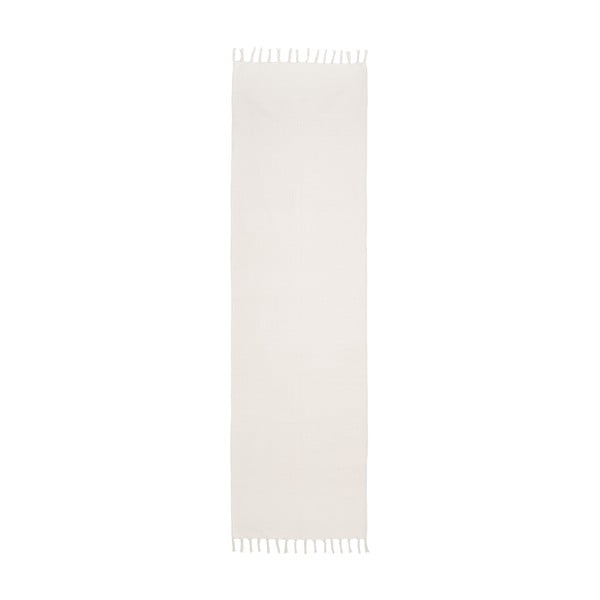 Baltas rankomis austas medvilninis kilimas Westwing Collection Agneta, 70 x 250 cm