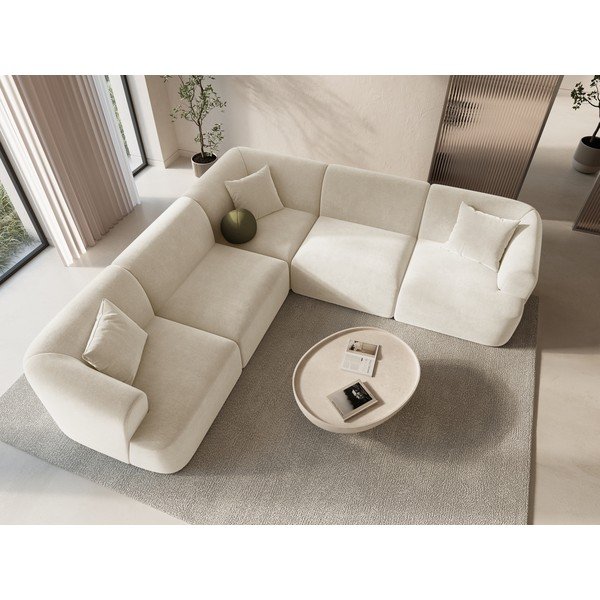 Smėlio spalvos kampinė sofa iš velveto Campi – Cosmopolitan Design-image-1