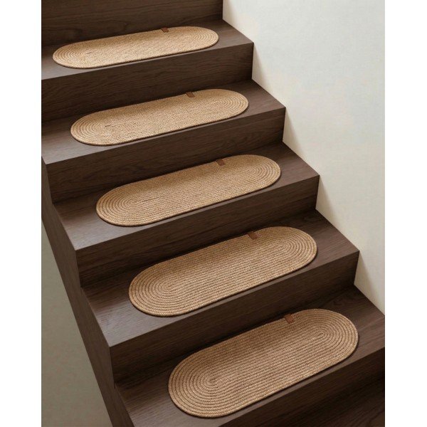 Natūralios spalvos laiptų kilimėlių rinkiniai 16 vnt. 25x65 cm Milo – Vitaus-image-1