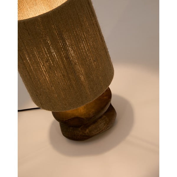 Tamsios natūralios spalvos iš akacijos masyvo stalinis šviestuvas (aukštis 43 cm) Kor – Kave Home-image-2