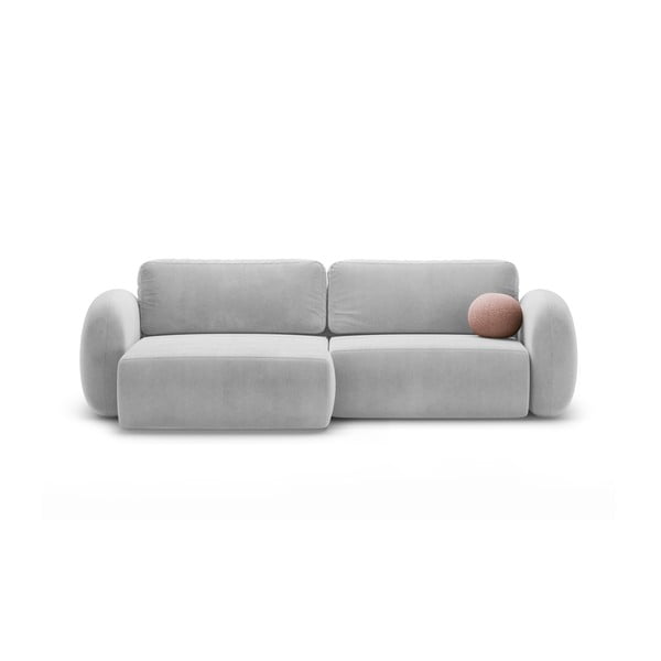 Šviesiai pilkos spalvos iš velveto sulankstoma/su sandėliavimo vieta kampinė sofa Tonale – Cosmopolitan Design
