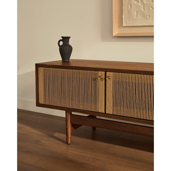 TV spintelė rudos spalvos iš riešutmedžio 200x50 cm Elan – Kave Home-image-3