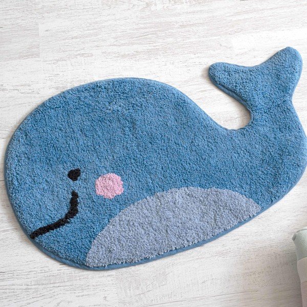 Mėlynas medvilninis vonios kilimėlis Mr. Fox Blue Whale, 69 x 44 cm-image-1