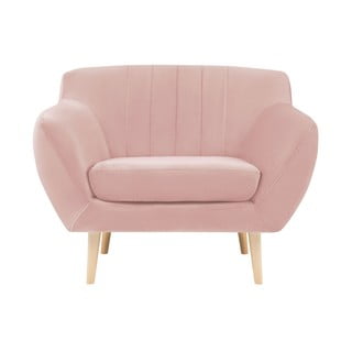 Šviesiai rožinis aksomo fotelis Mazzini Sofos Sardaigne