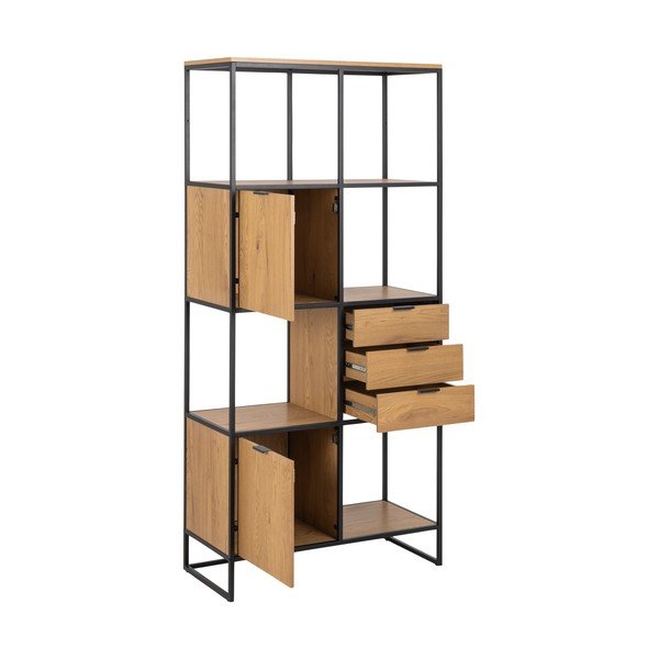 Juoda ąžuolinė knygų spinta 85x183 cm Swindon - Actona-image-3