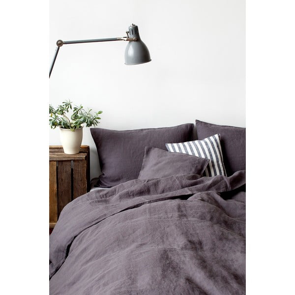 Tamsiai pilkas lininis antklodės užvalkalas Linen Tales, 140 x 200 cm-image-2