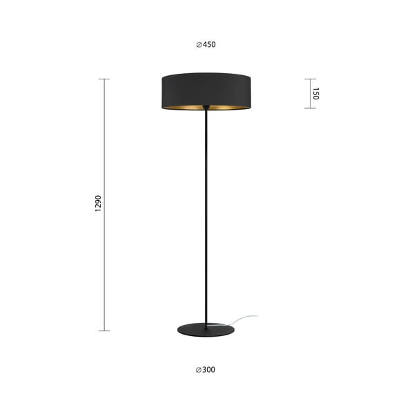 Juodas grindų šviestuvas su aukso spalvos detalėmis Sotto Luce Tres XL, ⌀ 45 cm-image-3
