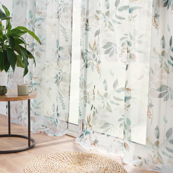 Permatoma užuolaida baltos spalvos/žalios spalvos 140x240 cm Dilaris – douceur d'intérieur-image-1