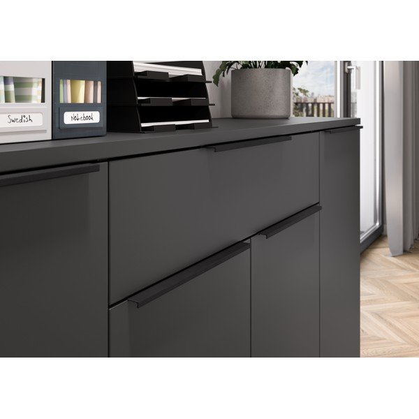 Žema šoninė spintelė antracito spalvos 161x101 cm Mailand – Germania-image-3