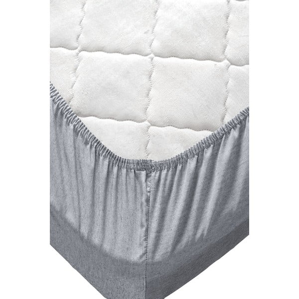 Medvilninė dvigulė paklodė/prailginta su benzino paklode/pilka 200x220 cm - Mila Home-image-3