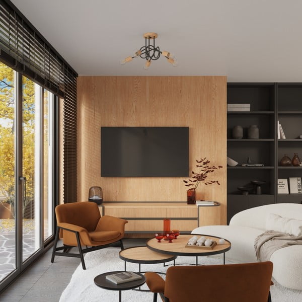 Lubinis šviestuvas juodos spalvos/natūralios spalvos 15x61 cm Tumber – Sollux-image-4