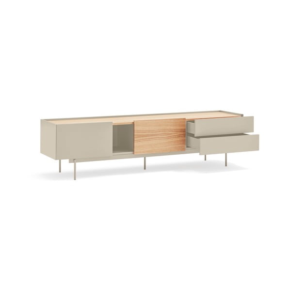 TV spintelė smėlio spalvos/natūralios spalvos iš ąžuolo 180x45 cm Otto – Teulat-image-4