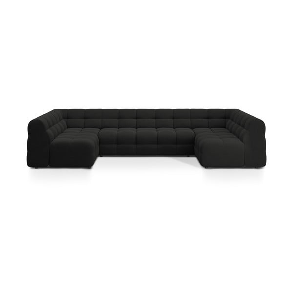 Juodos spalvos kampinė sofa („U“ formos) Kendal – Micadoni 