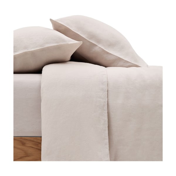 Pilkai smėlinės spalvos iš lino mišinio dvigulė/itin ilga patalynė 240x220 cm Simmel – Kave Home-image-2