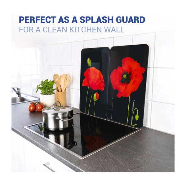 2 viryklių dangčiai iš grūdinto stiklo 52x30 cm Poppy - Maximex-image-2