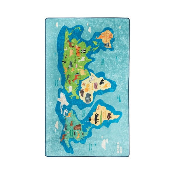 Mėlynas vaikiškas neslidus kilimas Conceptum Hypnose Map, 200 x 290 cm