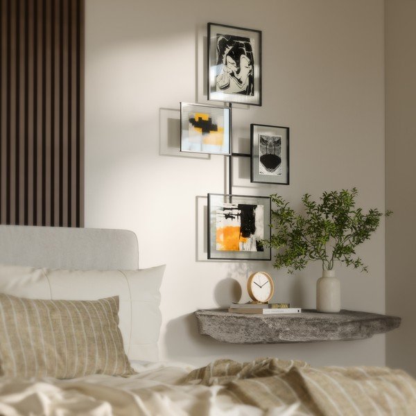 Blizgios juodos spalvos iš metalo/iš stiklo pakabinamas rėmas 57x99 cm Flute – Umbra-image-3