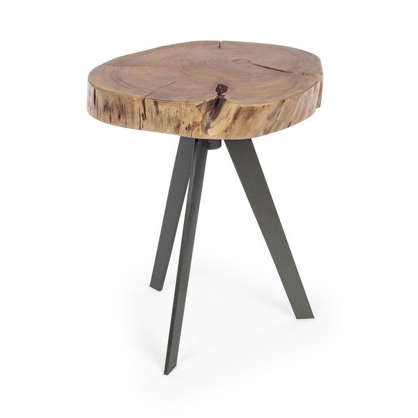 Juodos spalvos/natūralios spalvos kavos staliukas su akacijos stalviršiu ø 35 cm Aron – Bizzotto-image-2