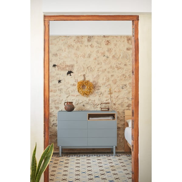 Žema šoninė spintelė mėlynos spalvos/pilkos spalvos 120x90 cm Corvo – Teulat-image-1