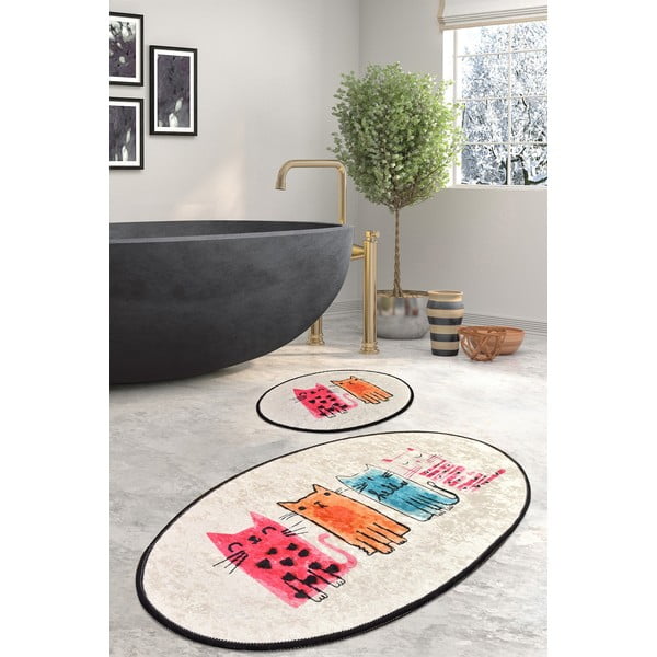 Vonios kilimėliai šviesiai rudos spalvos 2 vnt. 60x100 cm Baby Cats – Foutastic-image-1