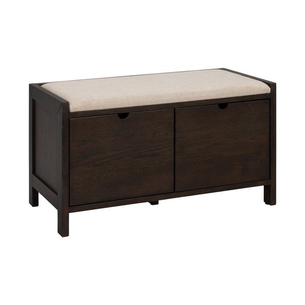Tamsios natūralios spalvos iš ąžuolo masyvo spintelė batams su suoliuku 80x47x41 cm Hillmond – Rowico