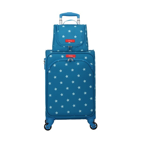 Mėlyno bagažo ant 4 ratukų ir kosmetinės rinkinys Lollipops Starry