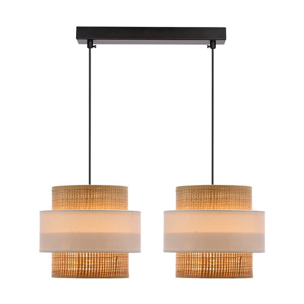 Kabantis šviestuvas baltos spalvos/natūralios spalvos ø 20 cm su rotango gaubtu Rattan – Candellux Lighting-image-1